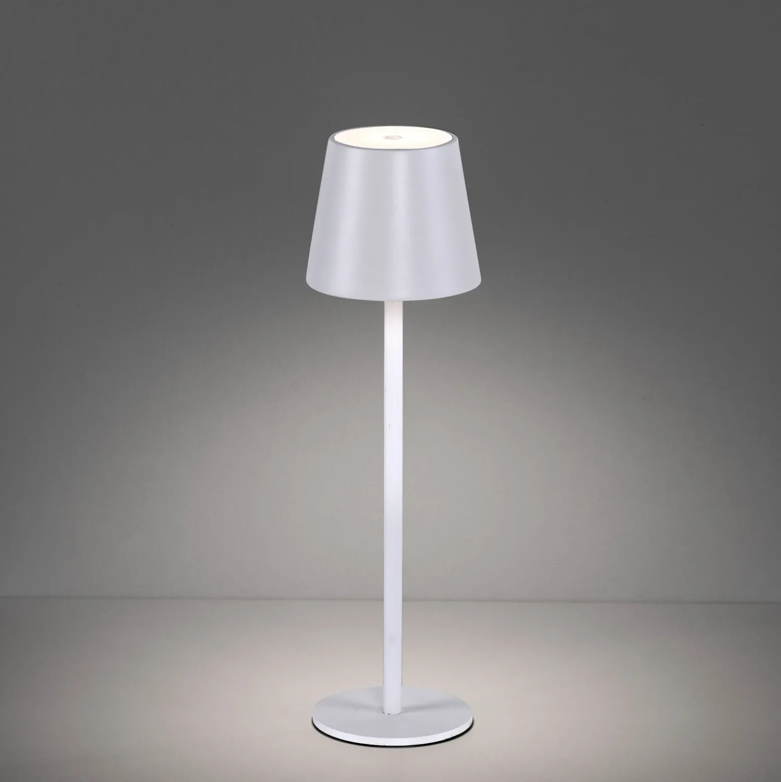 JUST LIGHT. Euria lámpara de mesa LED recargable, blanco, hierro, IP54