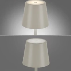 JUST LIGHT. Euria lámpara de mesa LED recargable, hierro gris-beige IP54
