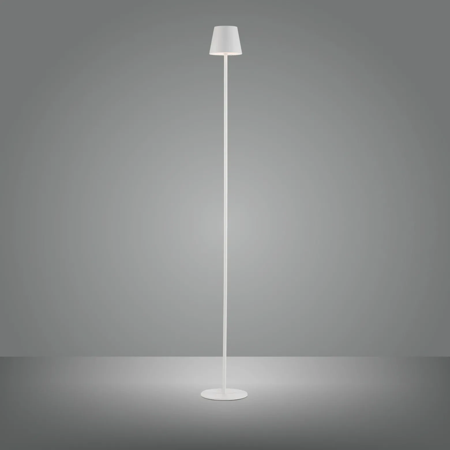 JUST LIGHT. Euria lámpara de pie LED recargable, blanca, hierro, IP54