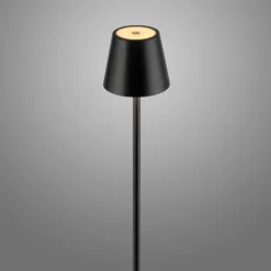 JUST LIGHT. Euria lámpara de pie LED recargable, negra, hierro, IP54