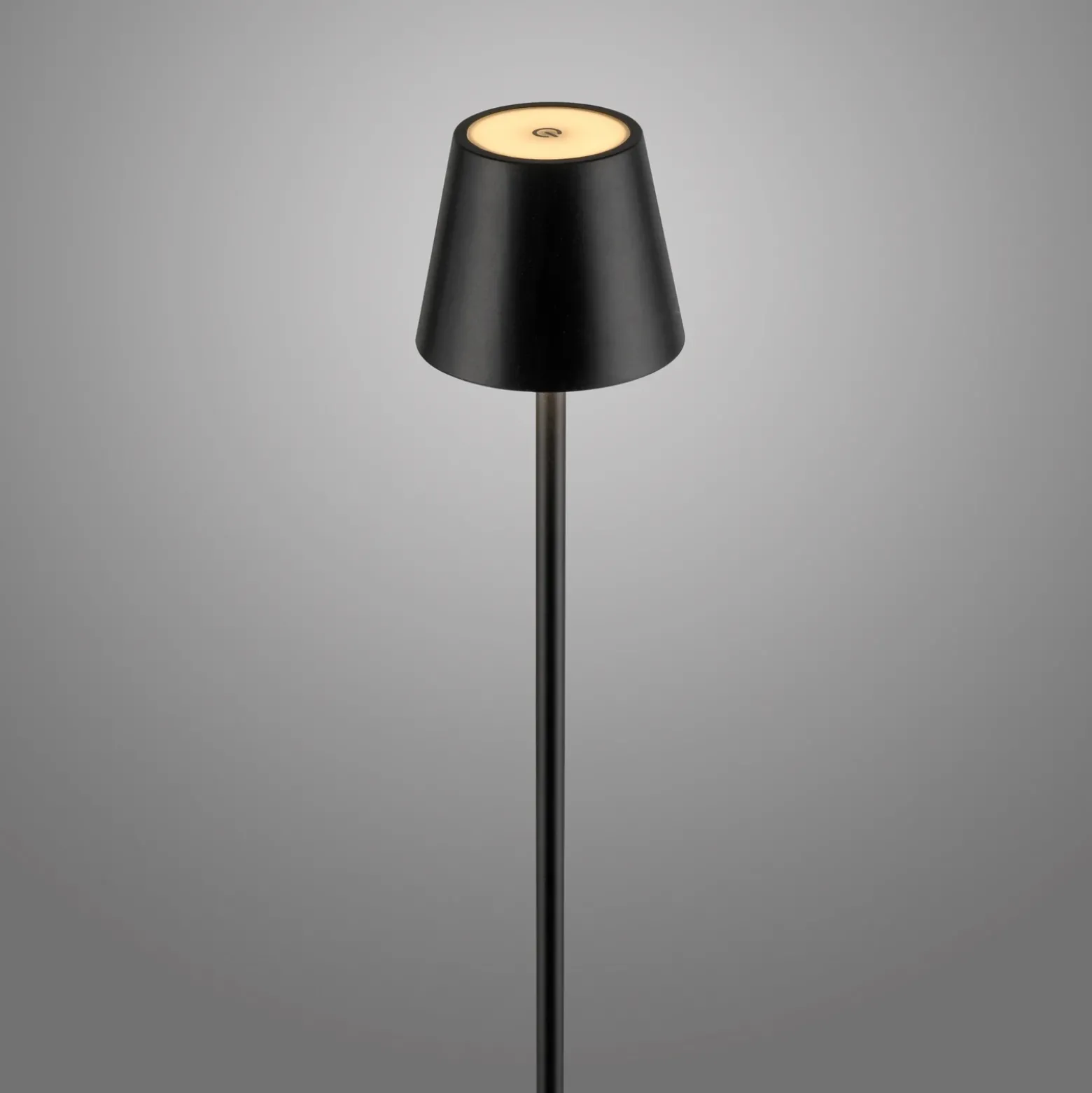 JUST LIGHT. Euria lámpara de pie LED recargable, negra, hierro, IP54