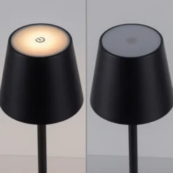 JUST LIGHT. Euria lámpara de pie LED recargable, negra, hierro, IP54
