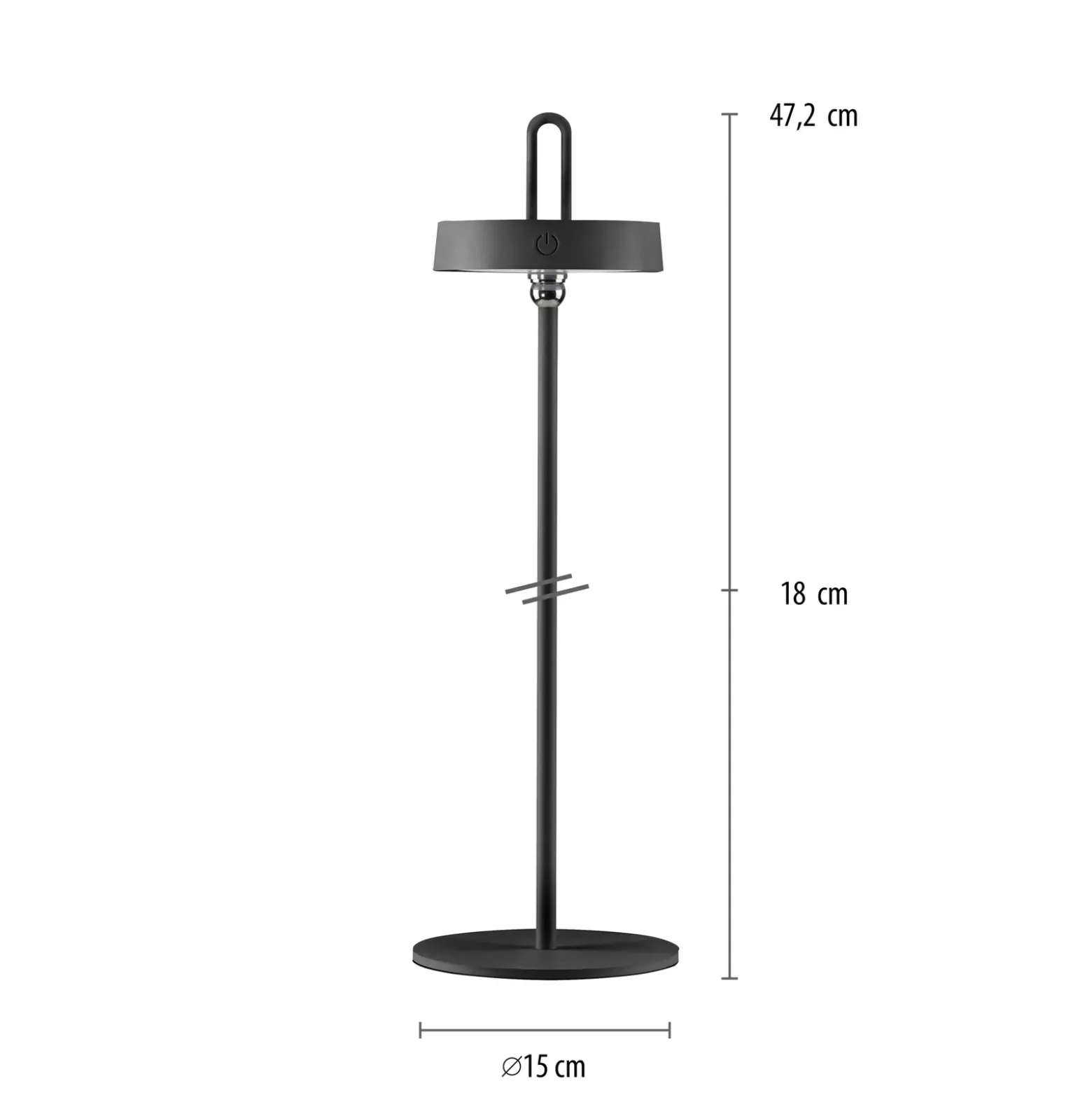 JUST LIGHT. Lámpara de mesa LED recargable Amag, negra, hierro, IP44