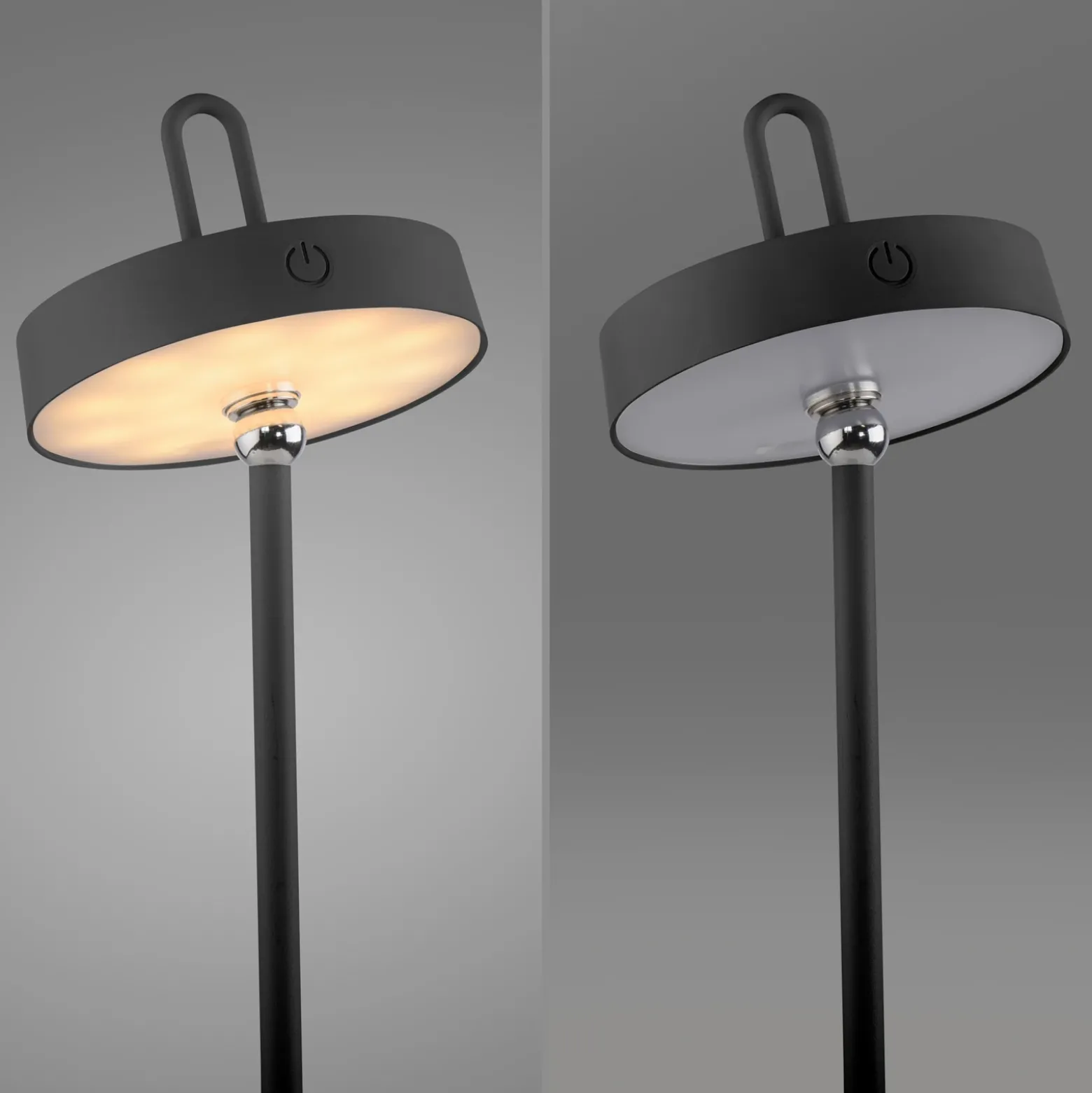 JUST LIGHT. Lámpara de mesa LED recargable Amag, negra, hierro, IP44