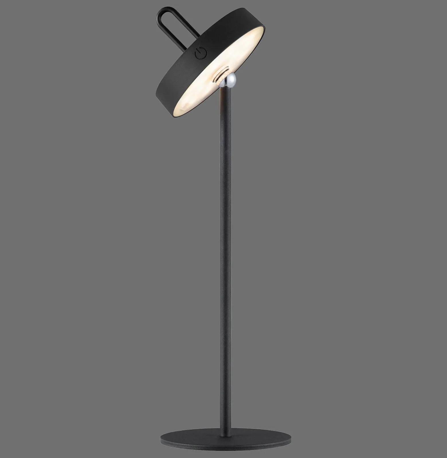 JUST LIGHT. Lámpara de mesa LED recargable Amag, negra, hierro, IP44