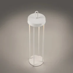 JUST LIGHT. Lámpara de mesa LED recargable Anselm, blanca, 50 cm, hierro