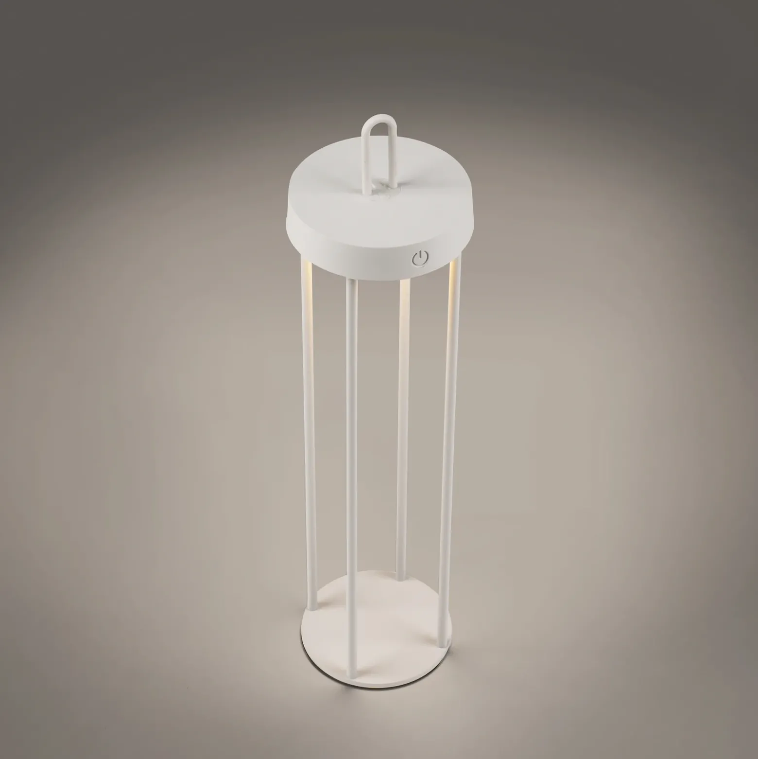 JUST LIGHT. Lámpara de mesa LED recargable Anselm, blanca, 50 cm, hierro