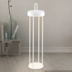 JUST LIGHT. Lámpara de mesa LED recargable Anselm, blanca, 50 cm, hierro