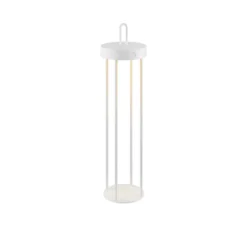 JUST LIGHT. Lámpara de mesa LED recargable Anselm, blanca, 50 cm, hierro