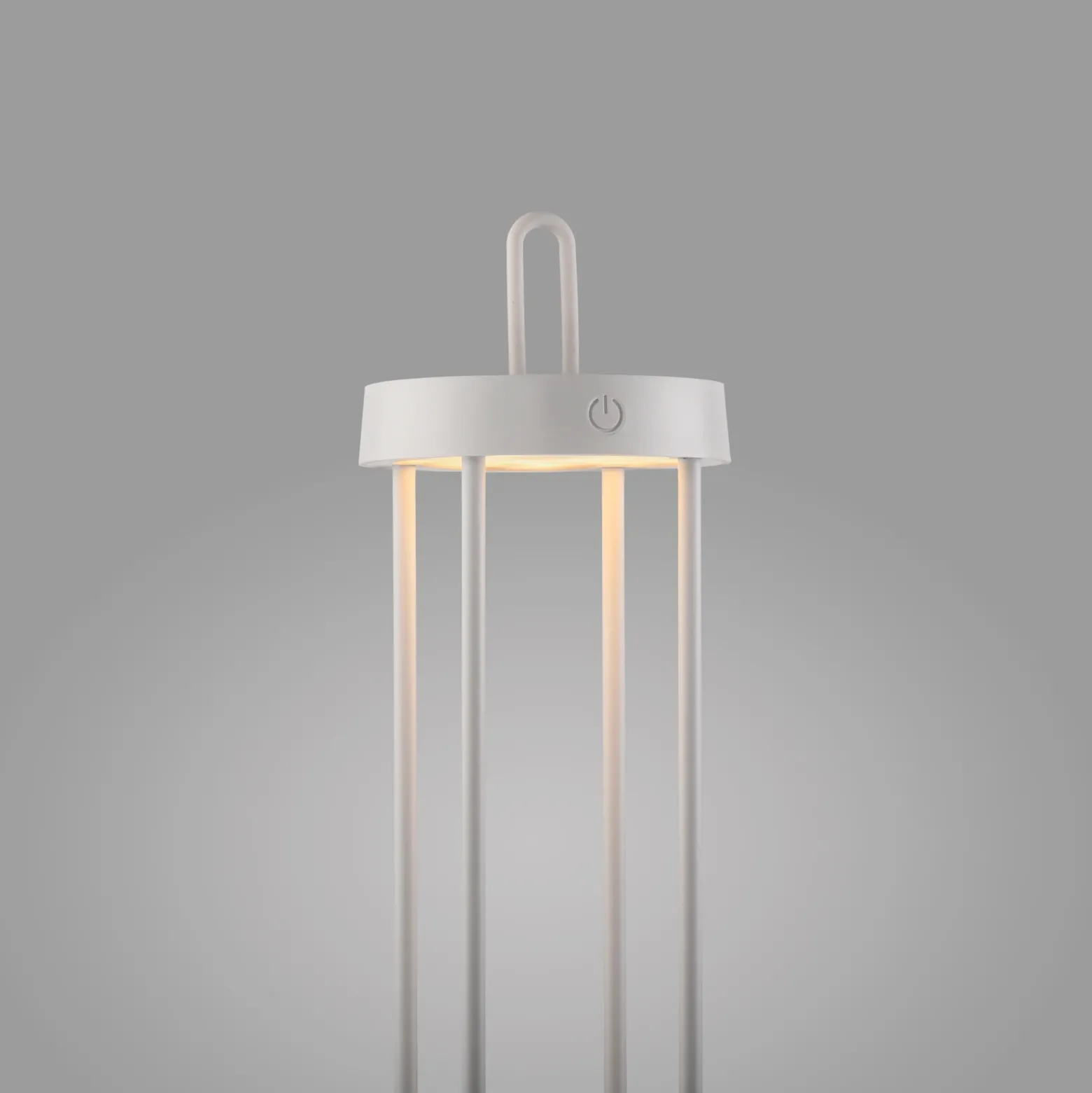 JUST LIGHT. Lámpara de mesa LED recargable Anselm, blanca, 50 cm, hierro