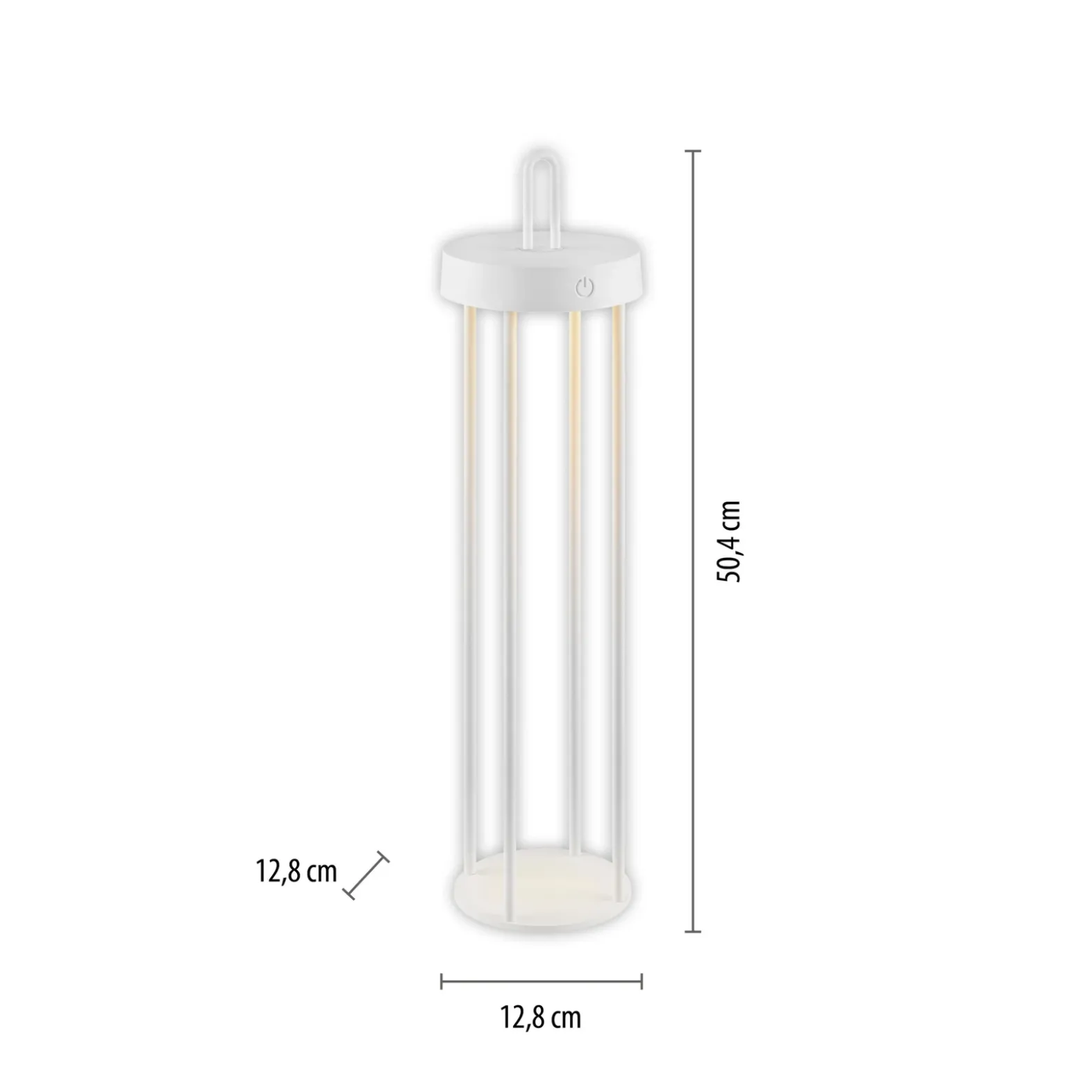 JUST LIGHT. Lámpara de mesa LED recargable Anselm, blanca, 50 cm, hierro