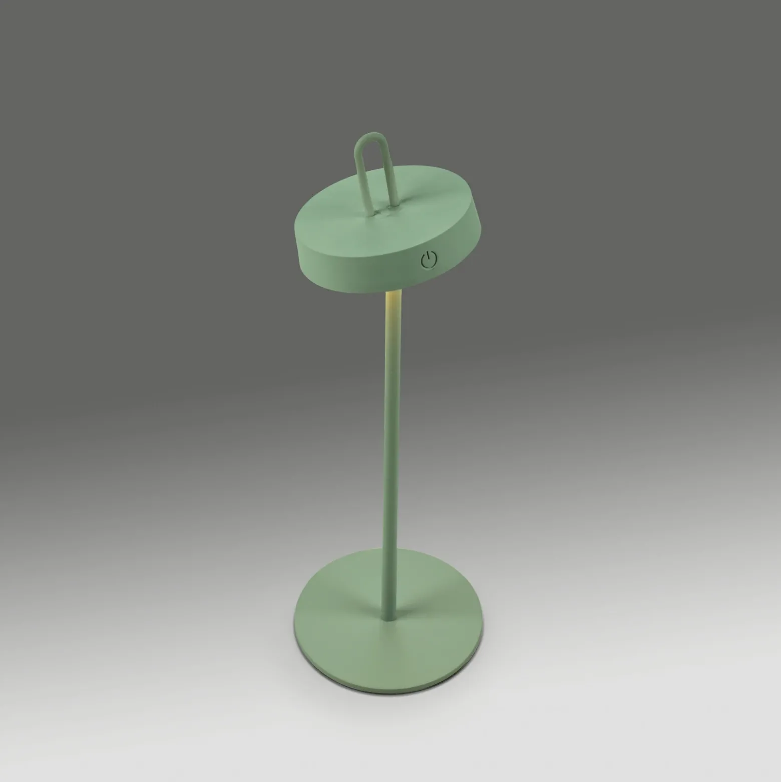 JUST LIGHT. Lámpara de mesa LED recargable Amag, verde, hierro, IP44