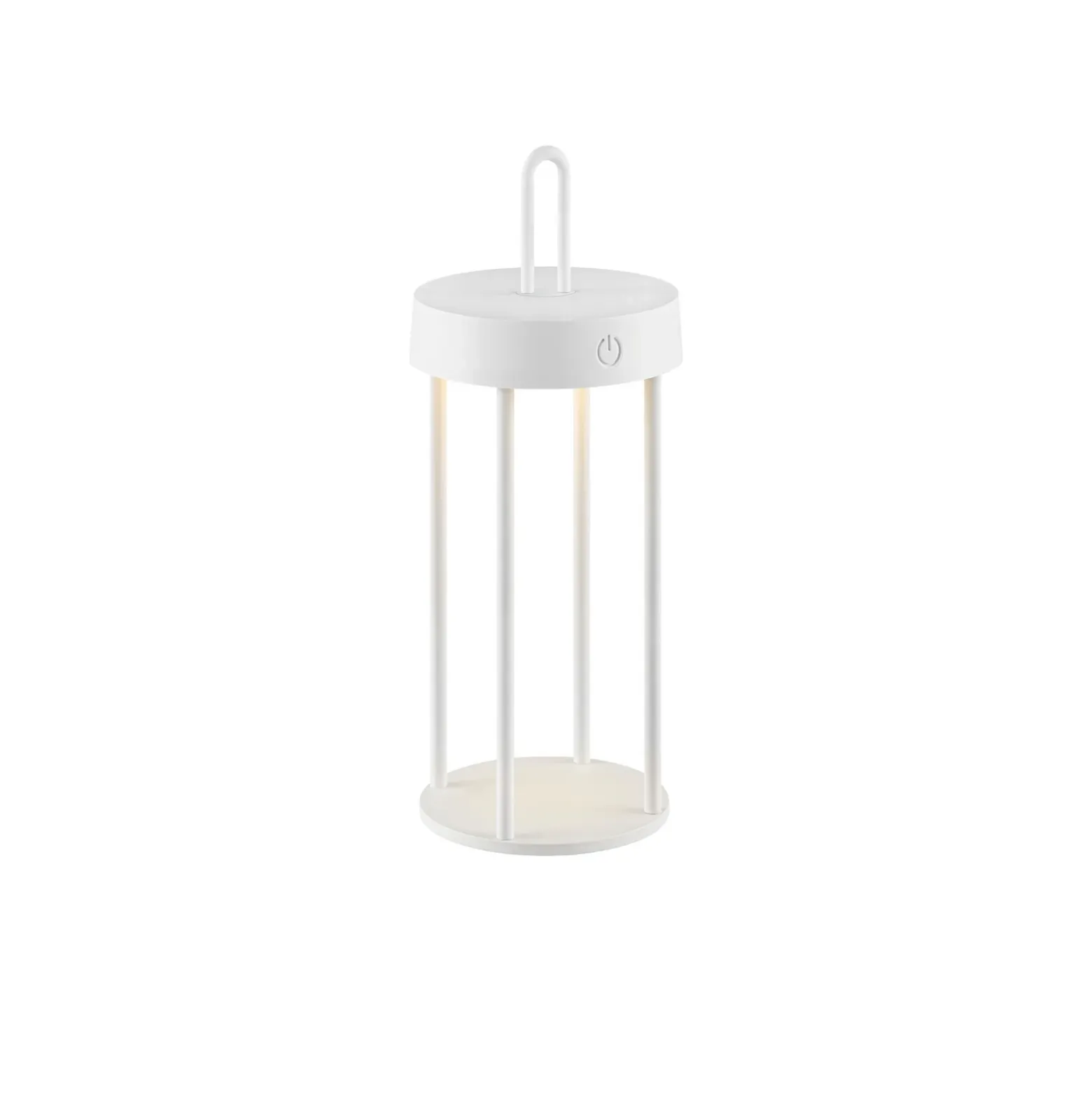 JUST LIGHT. Lámpara de mesa LED recargable Anselm, blanca, 28 cm, hierro