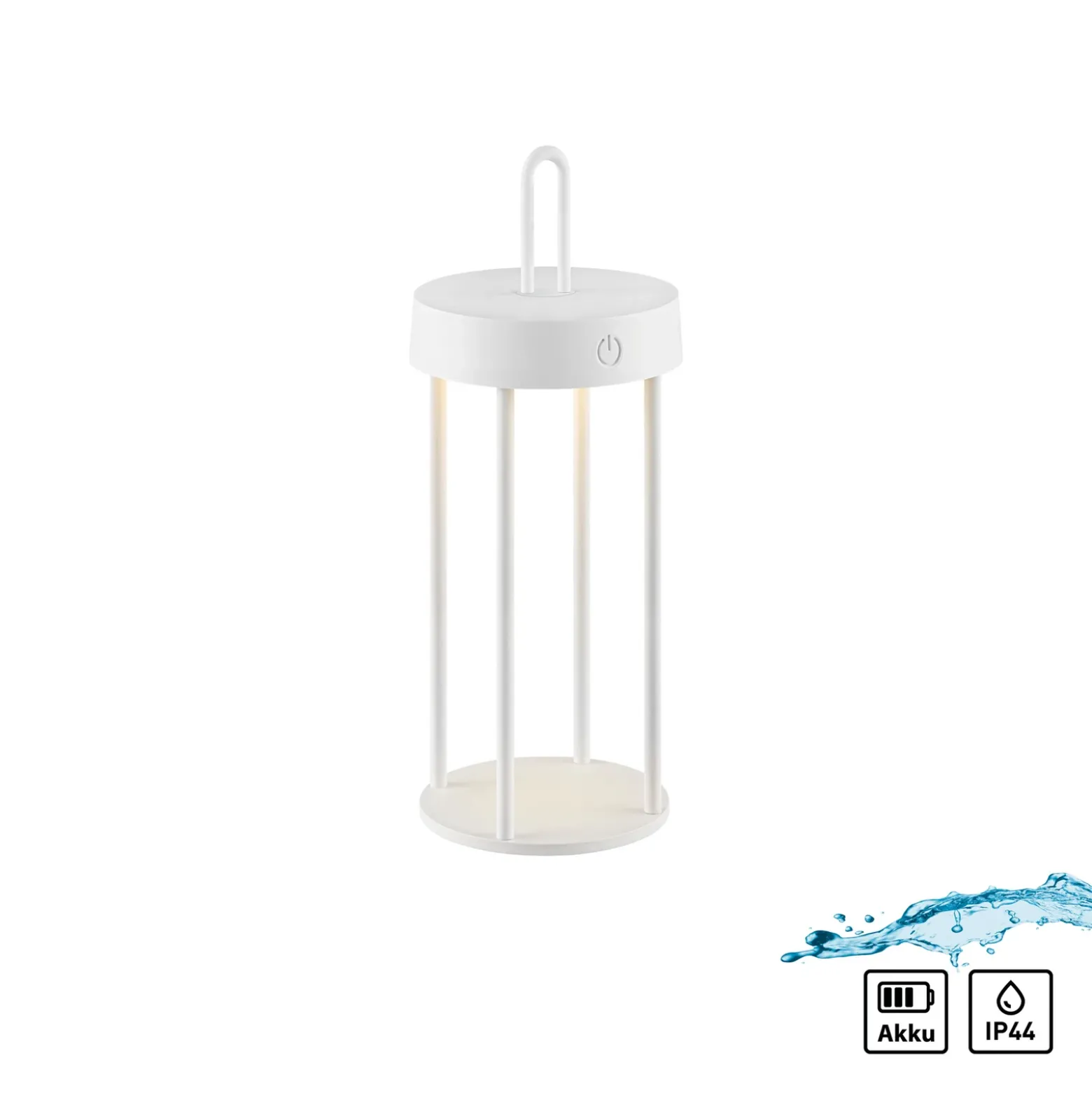 JUST LIGHT. Lámpara de mesa LED recargable Anselm, blanca, 28 cm, hierro