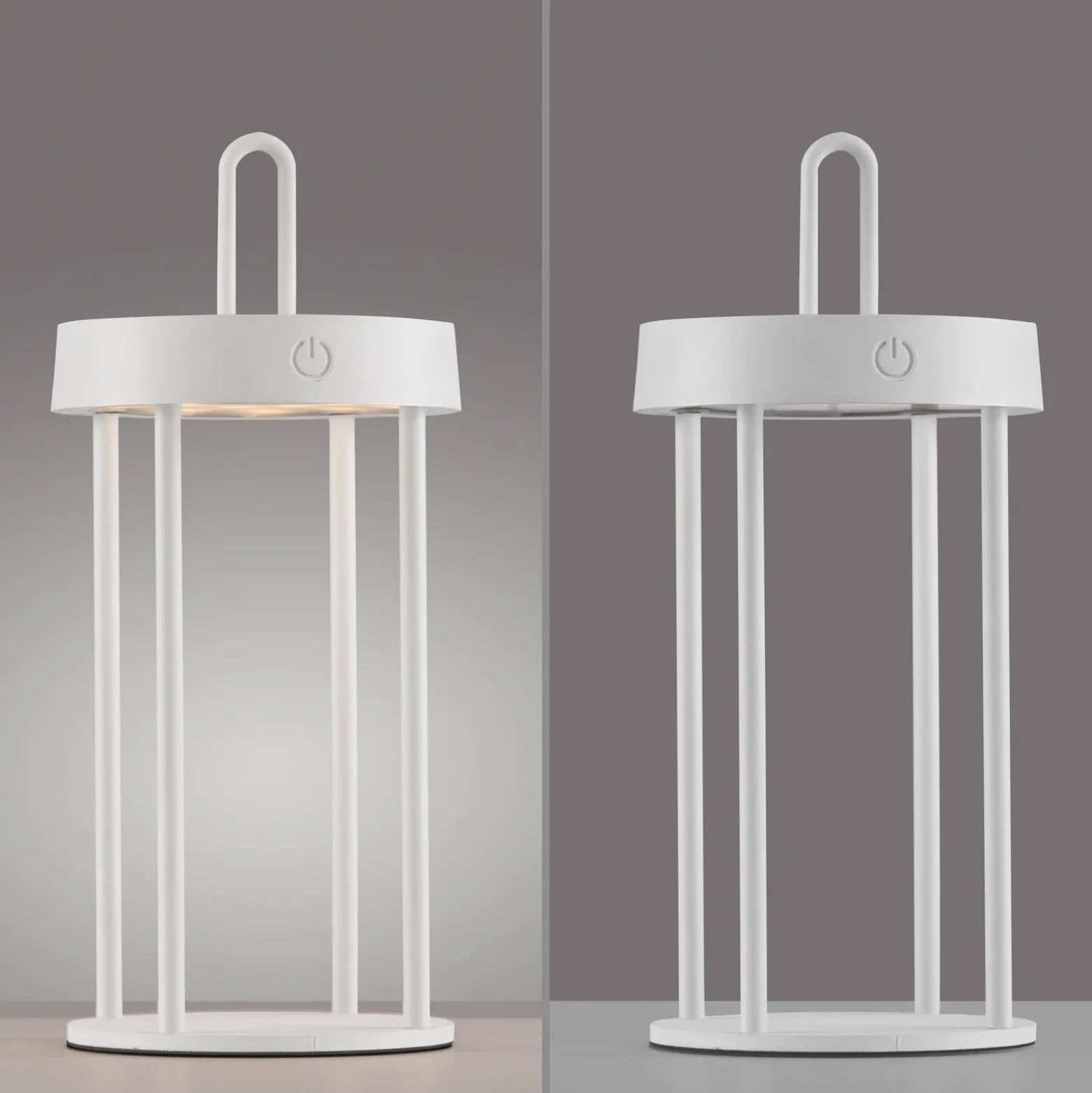 JUST LIGHT. Lámpara de mesa LED recargable Anselm, blanca, 28 cm, hierro