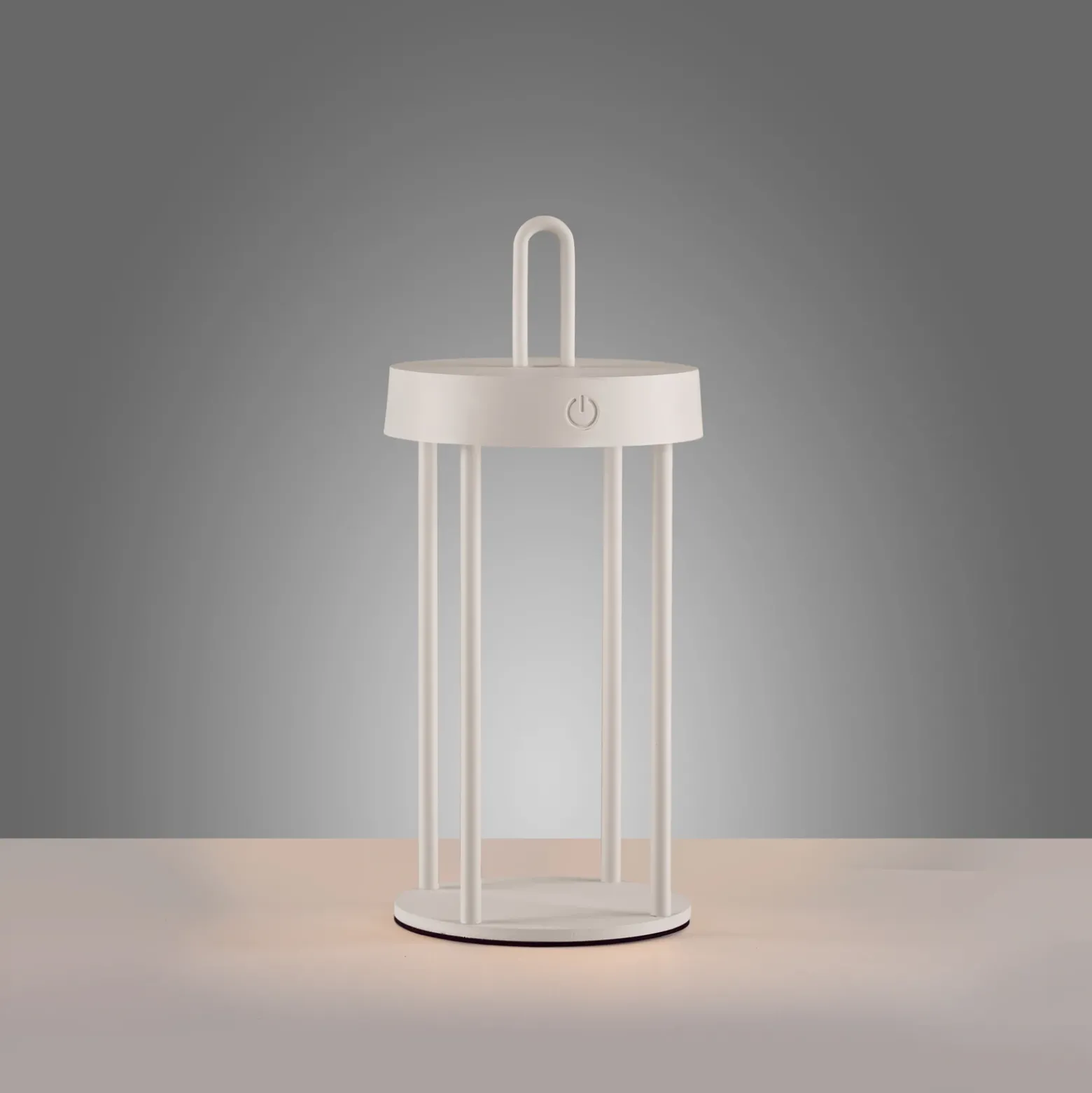 JUST LIGHT. Lámpara de mesa LED recargable Anselm, blanca, 28 cm, hierro