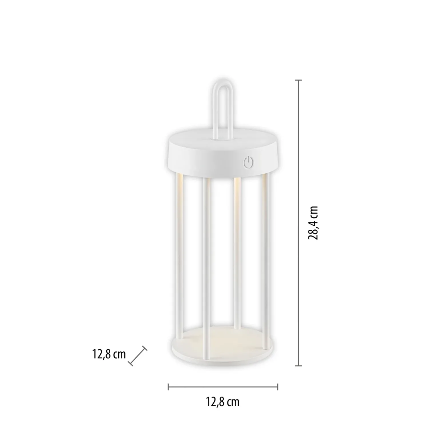 JUST LIGHT. Lámpara de mesa LED recargable Anselm, blanca, 28 cm, hierro