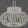 JUST LIGHT. Lámpara de mesa LED recargable Akuba gris-beige 22cm bambú