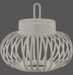 JUST LIGHT. Lámpara de mesa LED recargable Akuba gris-beige 22cm bambú