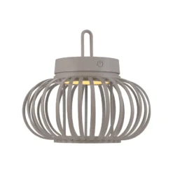 JUST LIGHT. Lámpara de mesa LED recargable Akuba gris-beige 22cm bambú