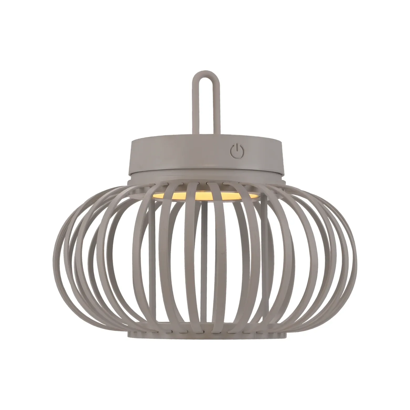 JUST LIGHT. Lámpara de mesa LED recargable Akuba gris-beige 22cm bambú