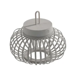 JUST LIGHT. Lámpara de mesa LED recargable Akuba gris-beige 22cm bambú