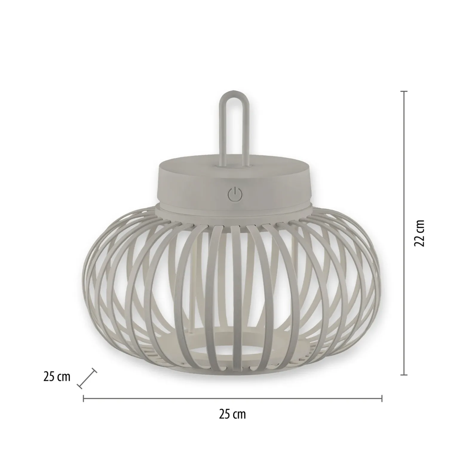 JUST LIGHT. Lámpara de mesa LED recargable Akuba gris-beige 22cm bambú