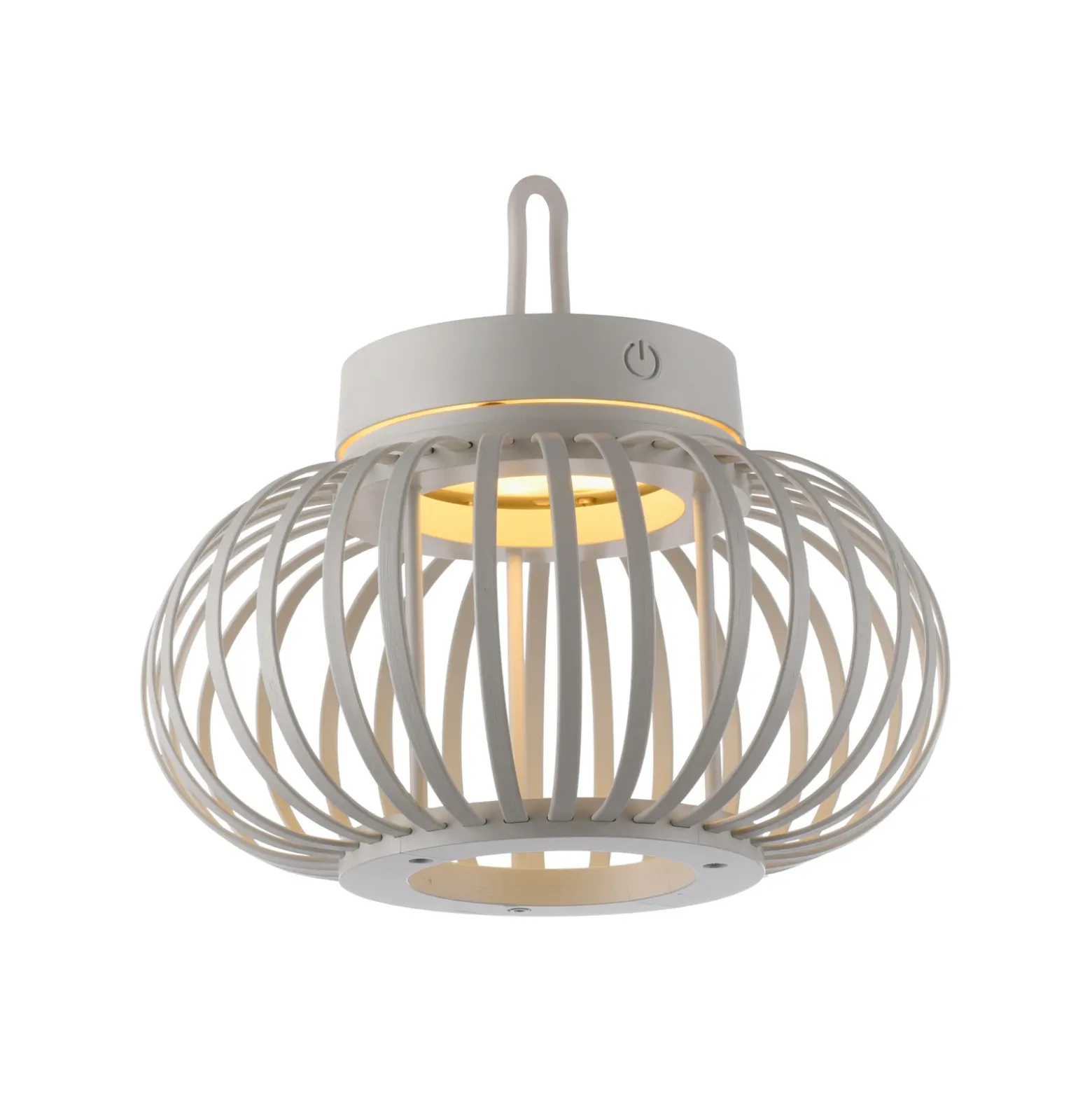 JUST LIGHT. Lámpara de mesa LED recargable Akuba gris-beige 22cm bambú