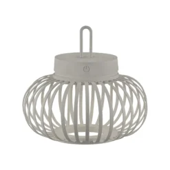 JUST LIGHT. Lámpara de mesa LED recargable Akuba gris-beige 22cm bambú
