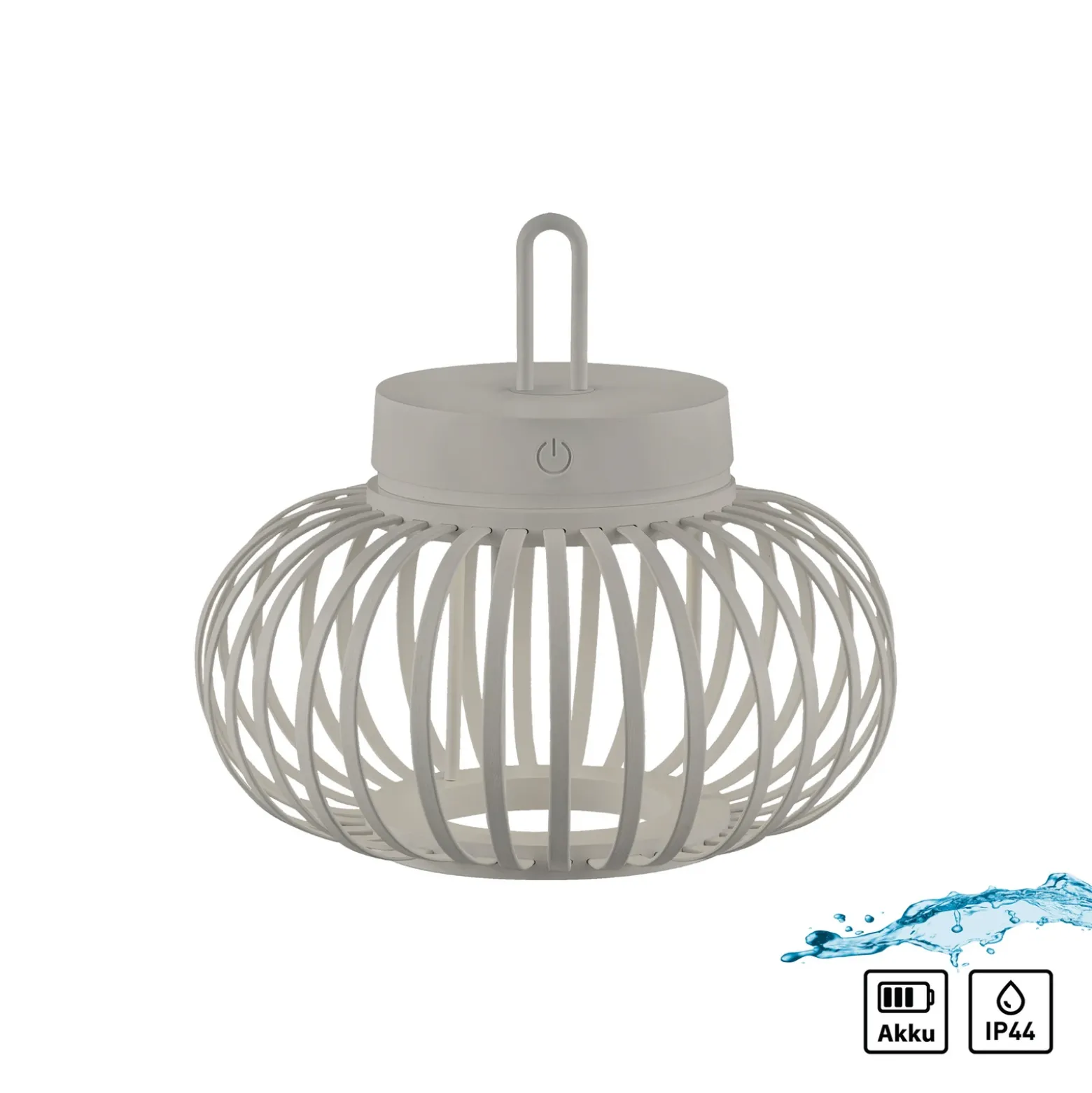 JUST LIGHT. Lámpara de mesa LED recargable Akuba gris-beige 22cm bambú