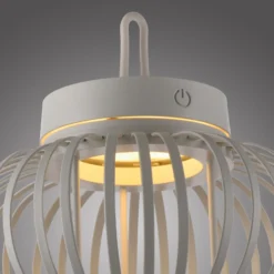 JUST LIGHT. Lámpara de mesa LED recargable Akuba gris-beige 22cm bambú