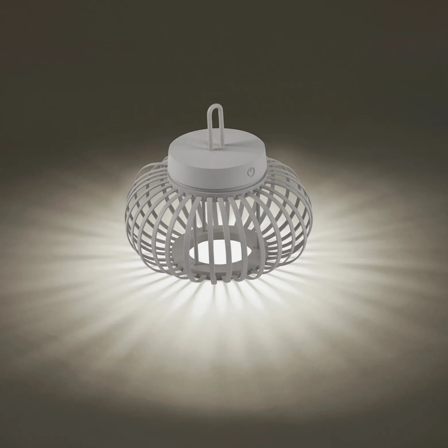 JUST LIGHT. Lámpara de mesa LED recargable Akuba gris-beige 22cm bambú