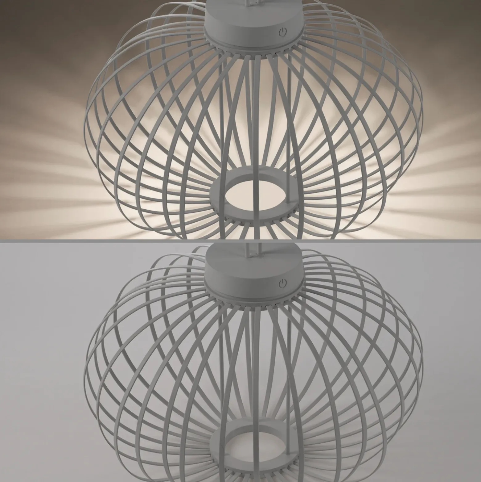 JUST LIGHT. Lámpara de mesa LED recargable Akuba gris-beige 37cm bambú