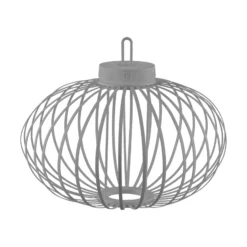 JUST LIGHT. Lámpara de mesa LED recargable Akuba gris-beige 37cm bambú