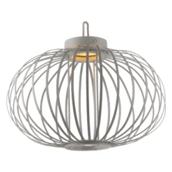 JUST LIGHT. Lámpara de mesa LED recargable Akuba gris-beige 37cm bambú