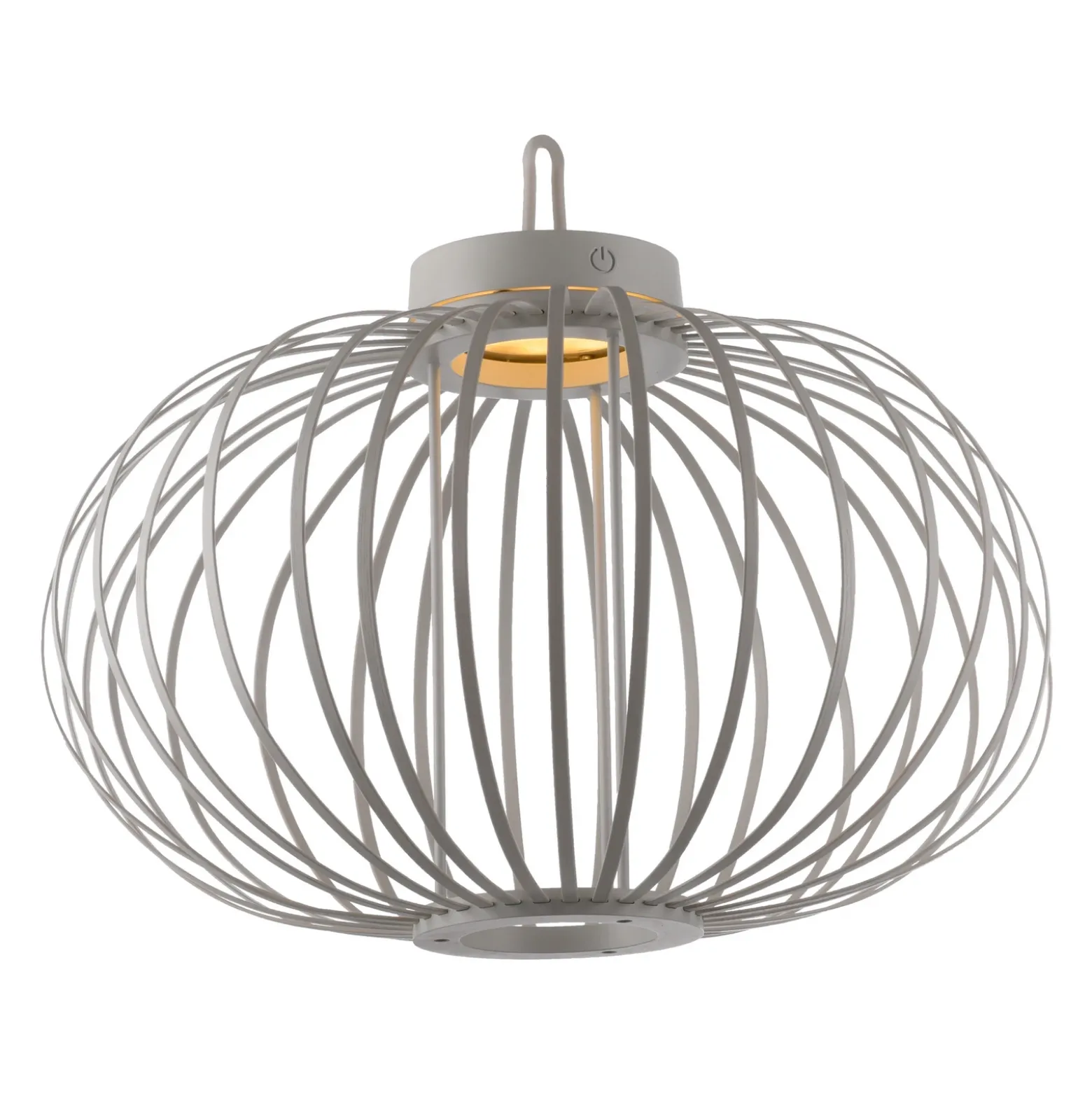 JUST LIGHT. Lámpara de mesa LED recargable Akuba gris-beige 37cm bambú