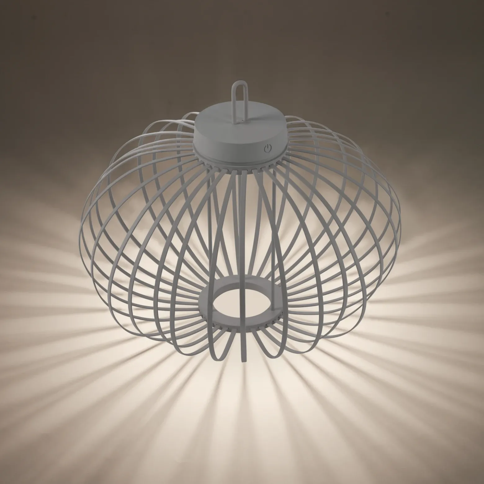 JUST LIGHT. Lámpara de mesa LED recargable Akuba gris-beige 37cm bambú