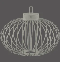 JUST LIGHT. Lámpara de mesa LED recargable Akuba gris-beige 37cm bambú