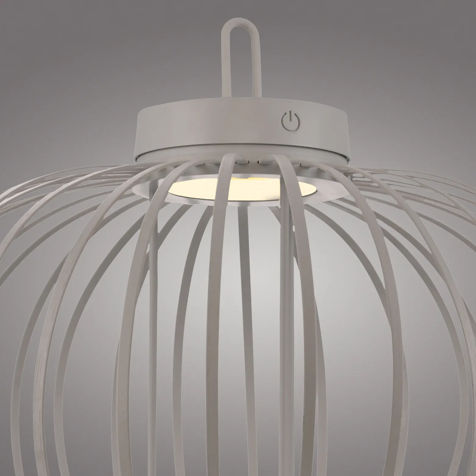 JUST LIGHT. Lámpara de mesa LED recargable Akuba gris-beige 37cm bambú