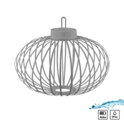JUST LIGHT. Lámpara de mesa LED recargable Akuba gris-beige 37cm bambú