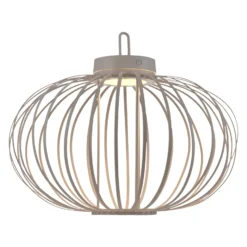 JUST LIGHT. Lámpara de mesa LED recargable Akuba gris-beige 37cm bambú