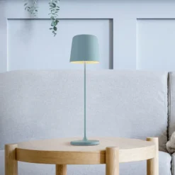 Kaami lámpara de mesa LED recargable, atenuable, azul claro