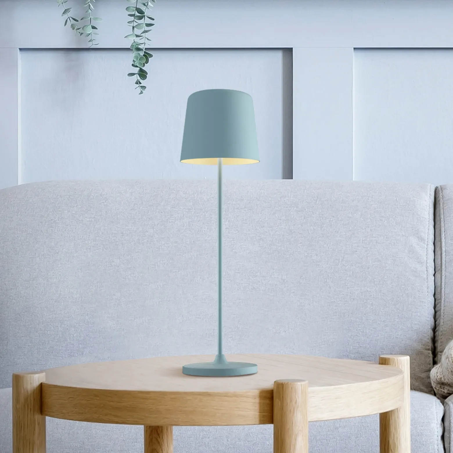 Kaami lámpara de mesa LED recargable, atenuable, azul claro