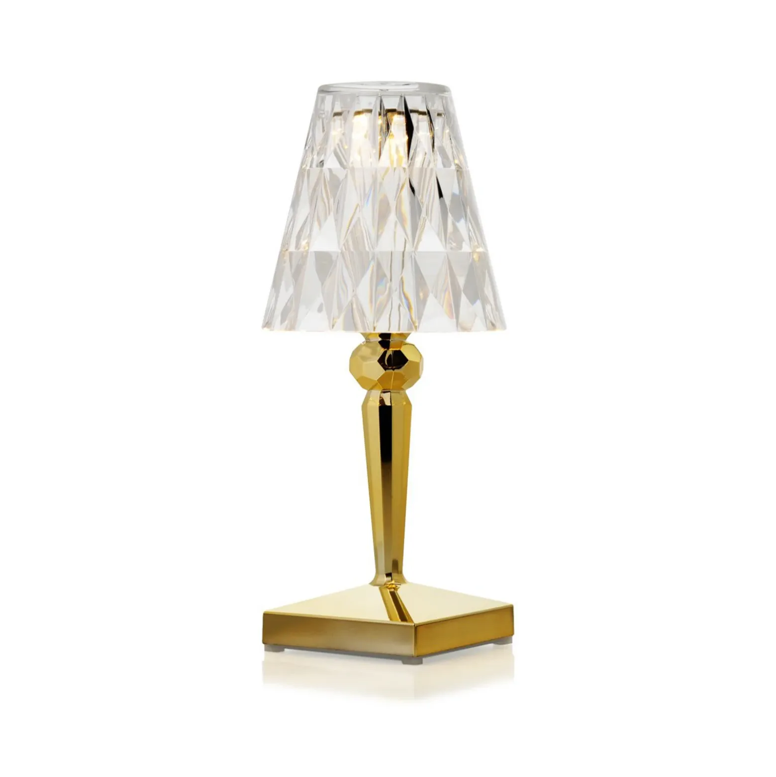 Kartell Lámpara de mesa LED recargable Battery, 26 cm, dorada, IP54