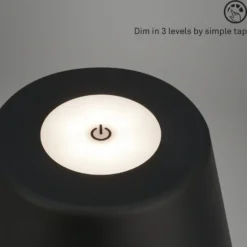 Kihi lámpara de mesa LED con batería recargable, negro