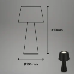 Kihi lámpara de mesa LED con batería recargable, negro
