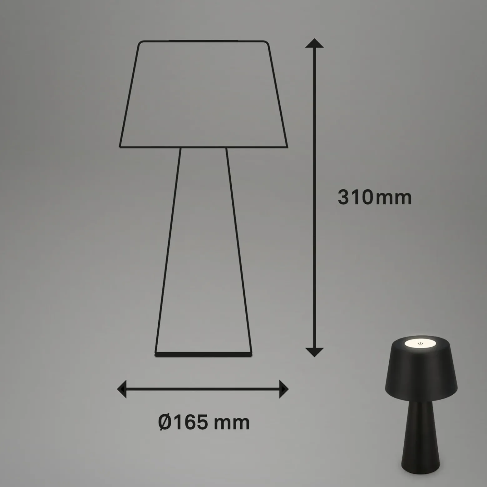 Kihi lámpara de mesa LED con batería recargable, negro