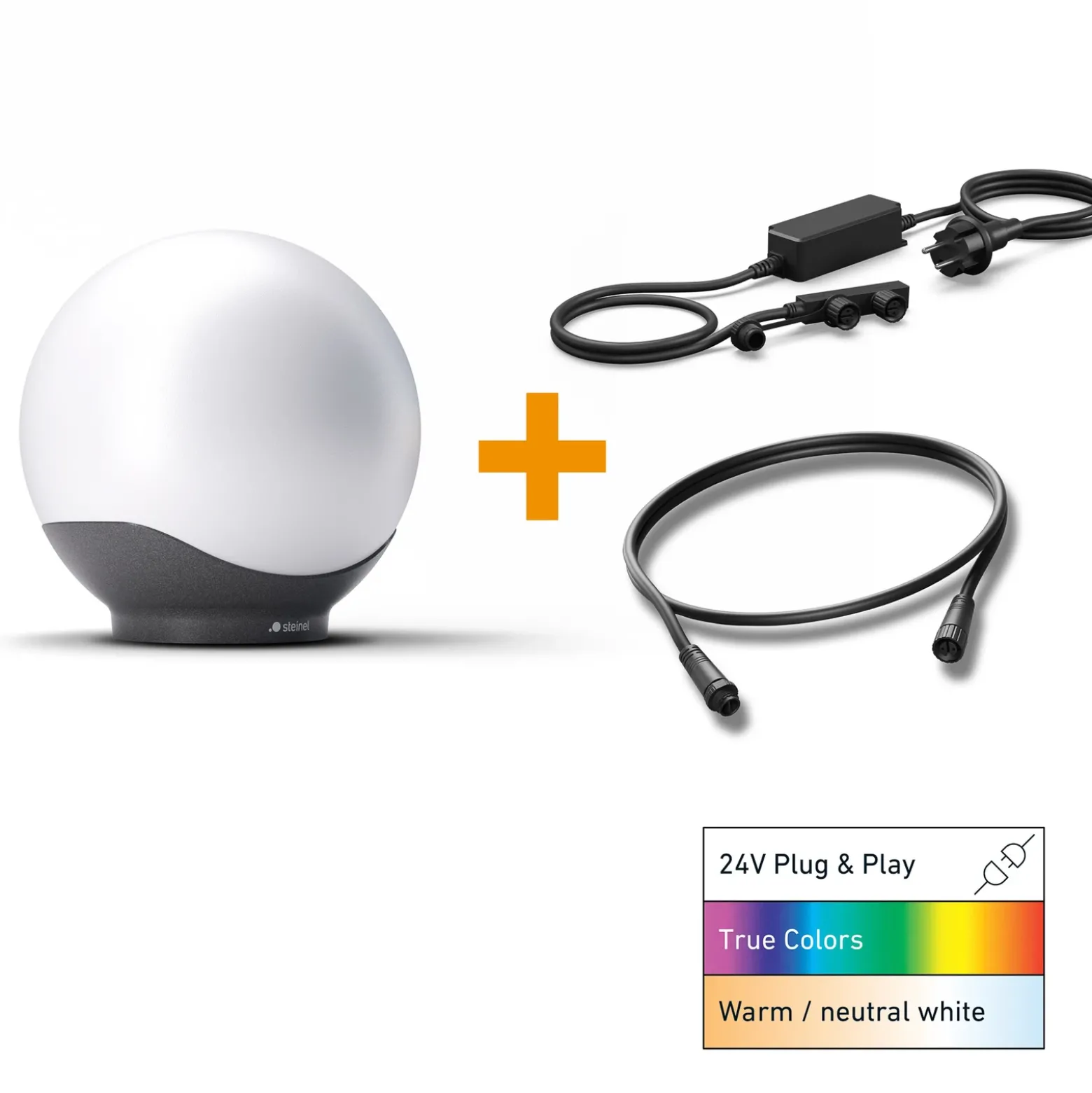 Kit de inicio STEINEL Sphera C blanco/antracita 40 cm RGBWW IP65