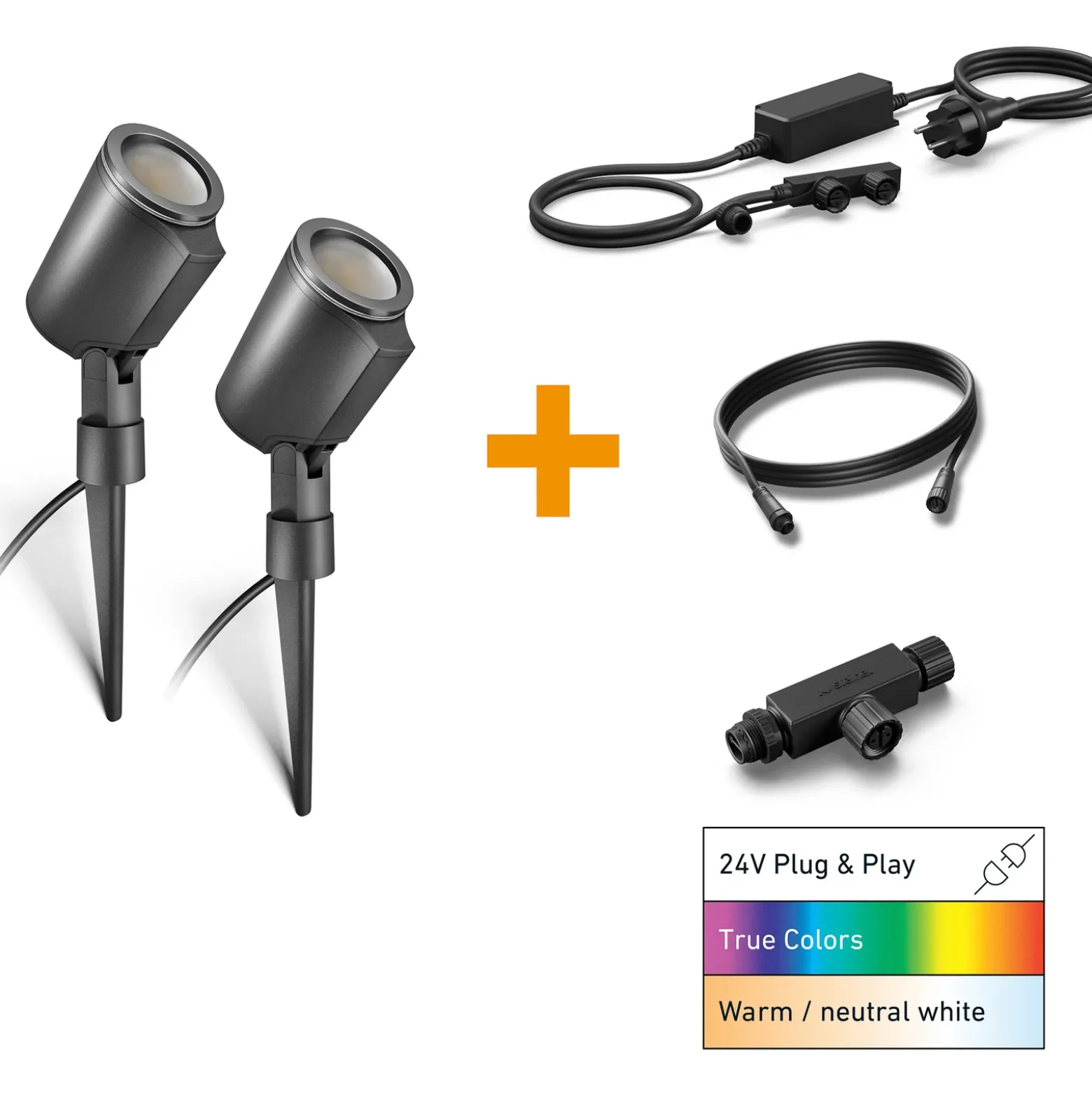 Kit de inicio STEINEL Spot C, antracita, aluminio, IP65, RGBWW
