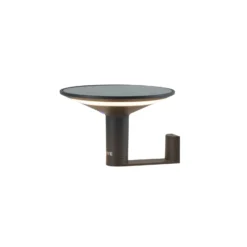 KLEWE aplique de pared LED solar Keope, antracita, Ø 21 cm aluminio IP65